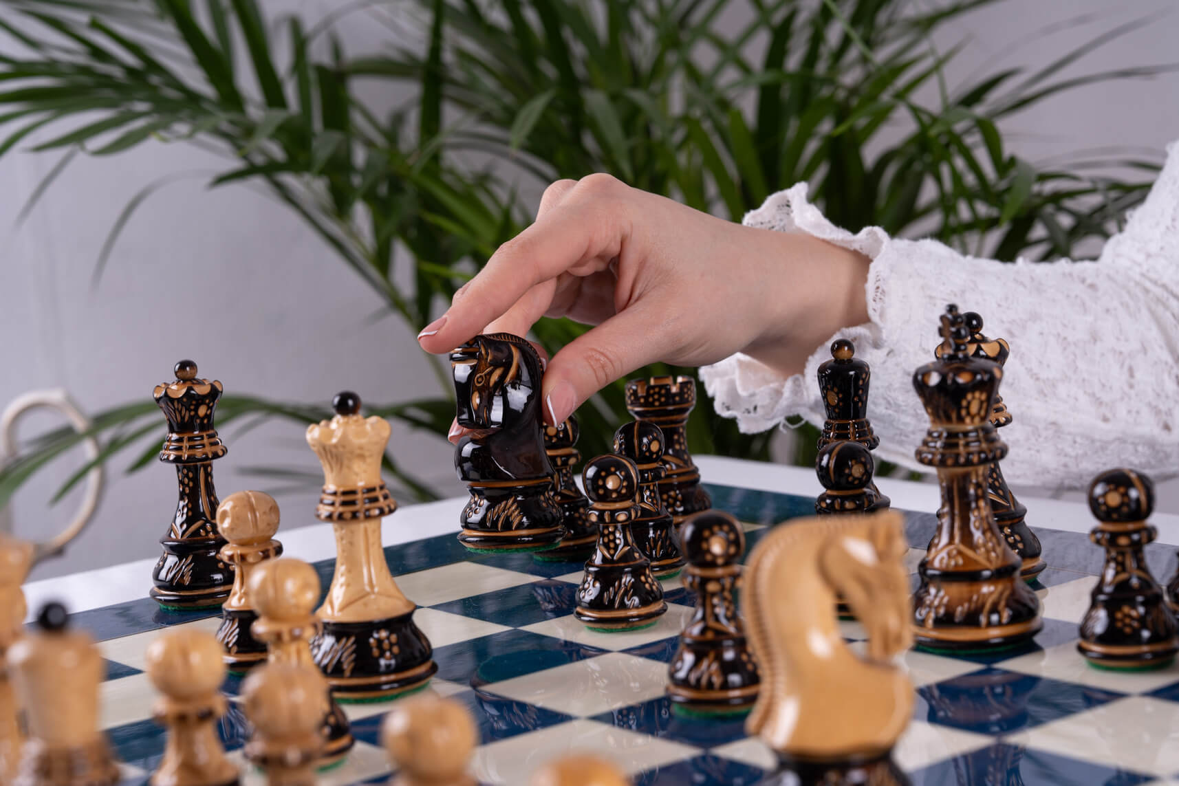 'Royal Blue' Chess Set <br>Crafted in Sycamore