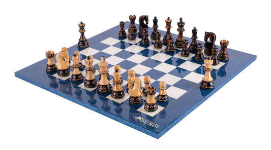 'Royal Blue' Chess Set <br>Crafted in Sycamore