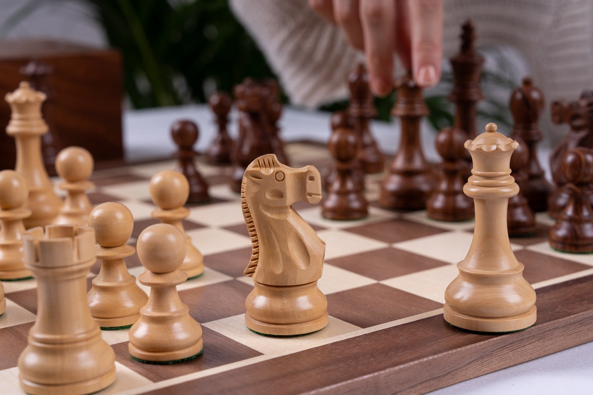 'Bayard' Chess Set <br>Crafted in Walnut and Maple Wood