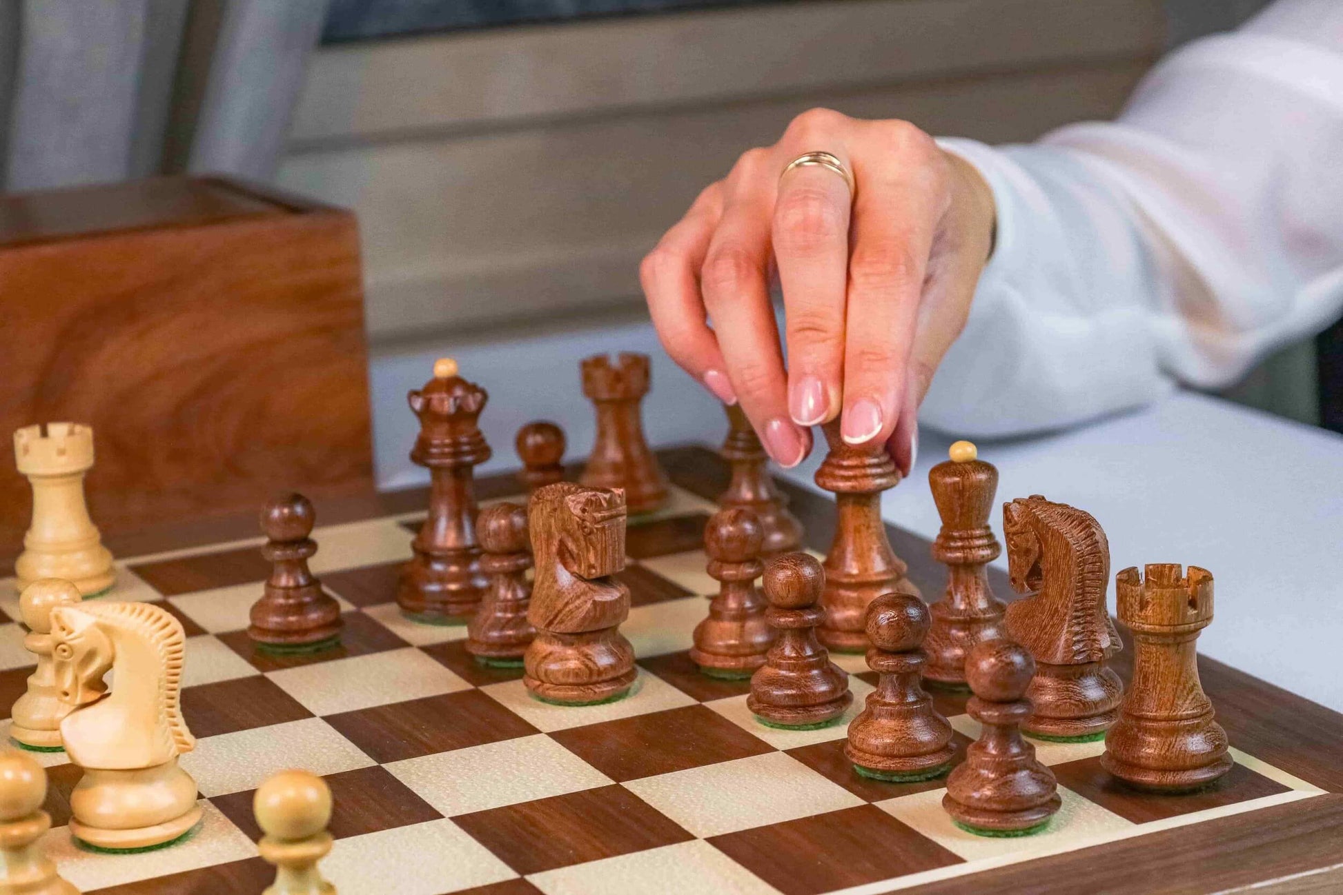 'Distinction' Chess Set <br>Crafted in Maple and Walnut