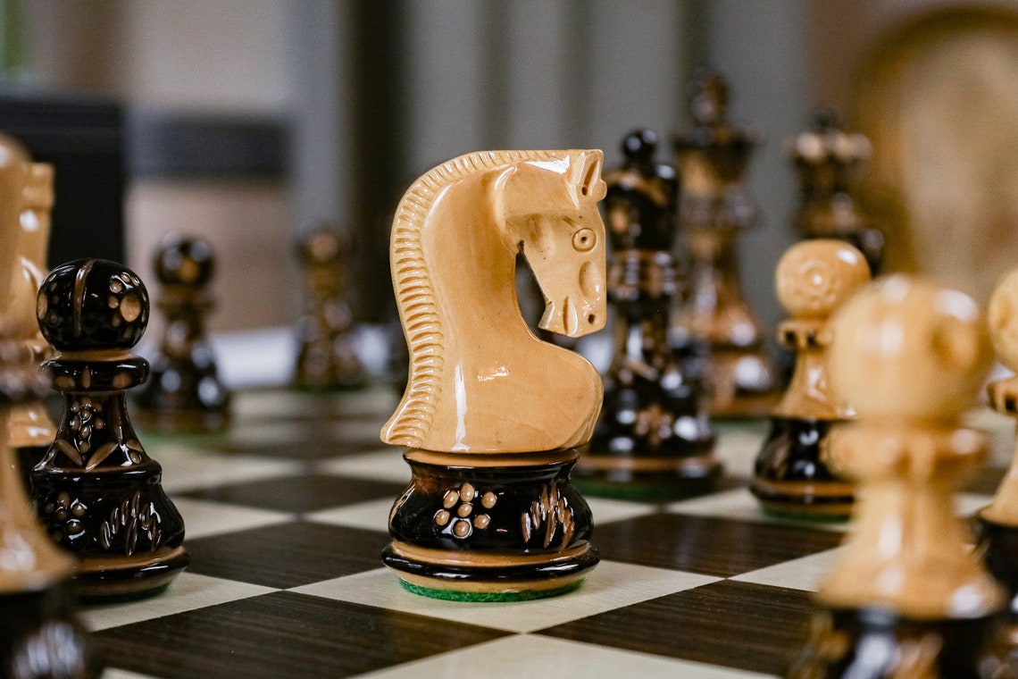 'Elegance' Chess Set <br>with Burnt Wood Pieces