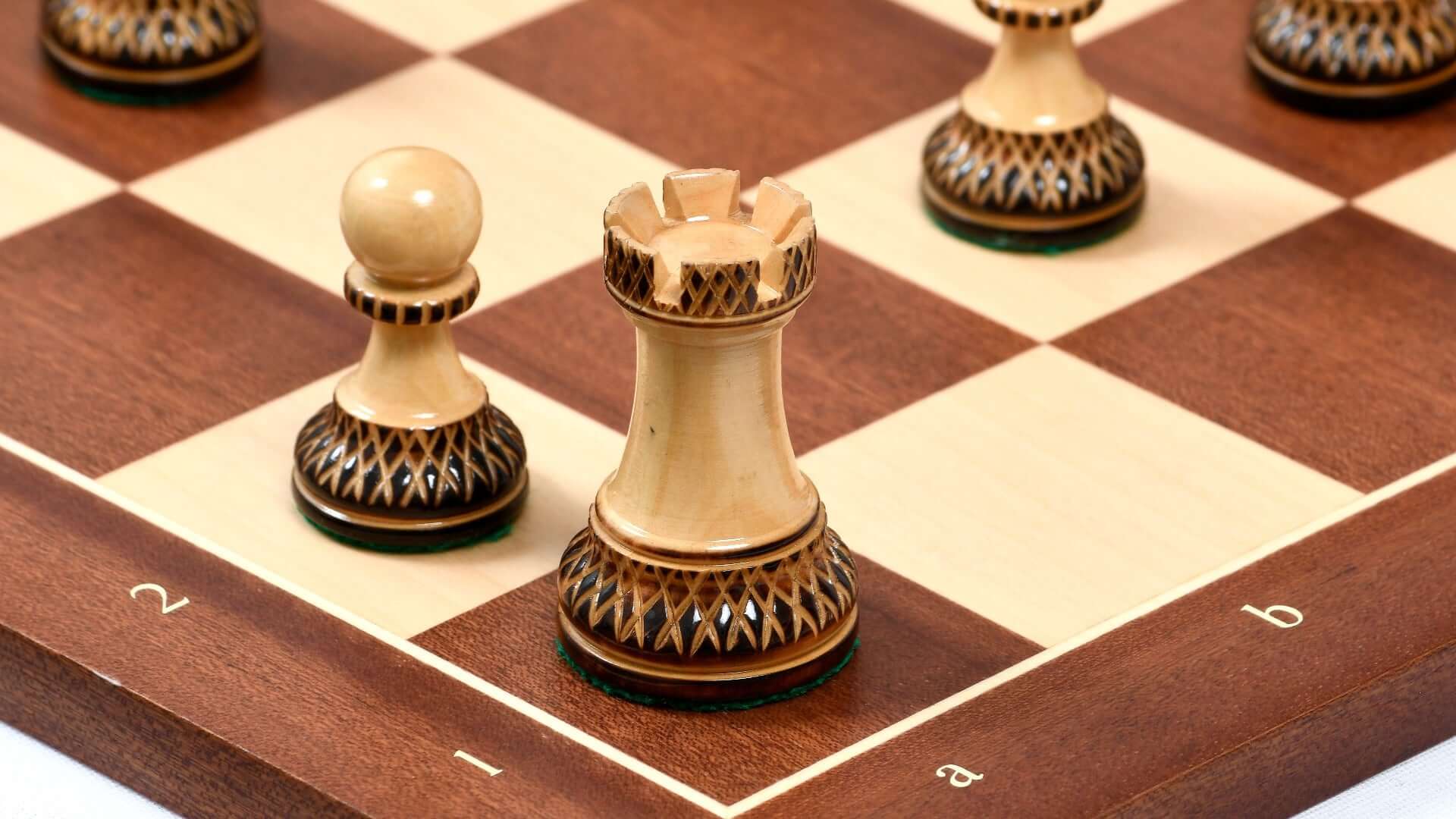 'Bourgeois' Chess Set <br>Crafted in Burnt Boxwood