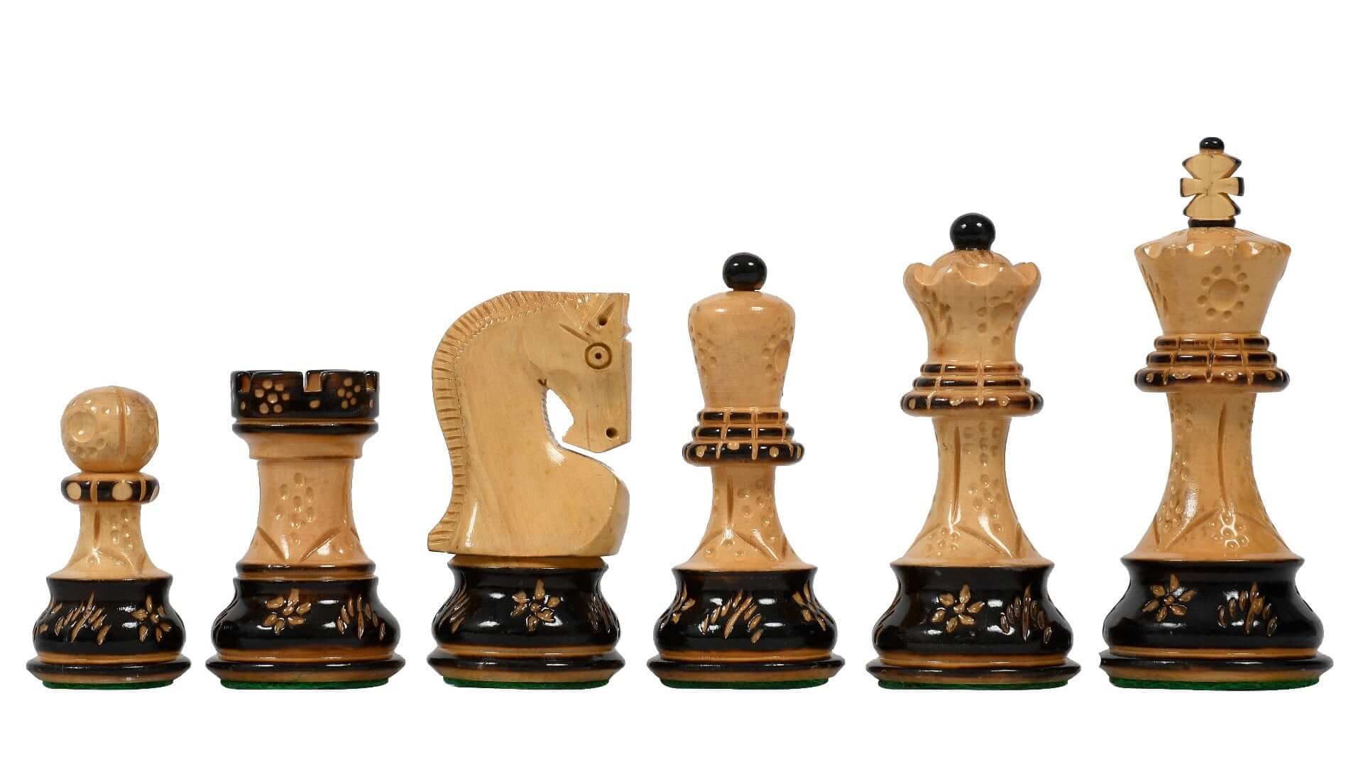 'Elegance' Chess Set <br>with Burnt Wood Pieces