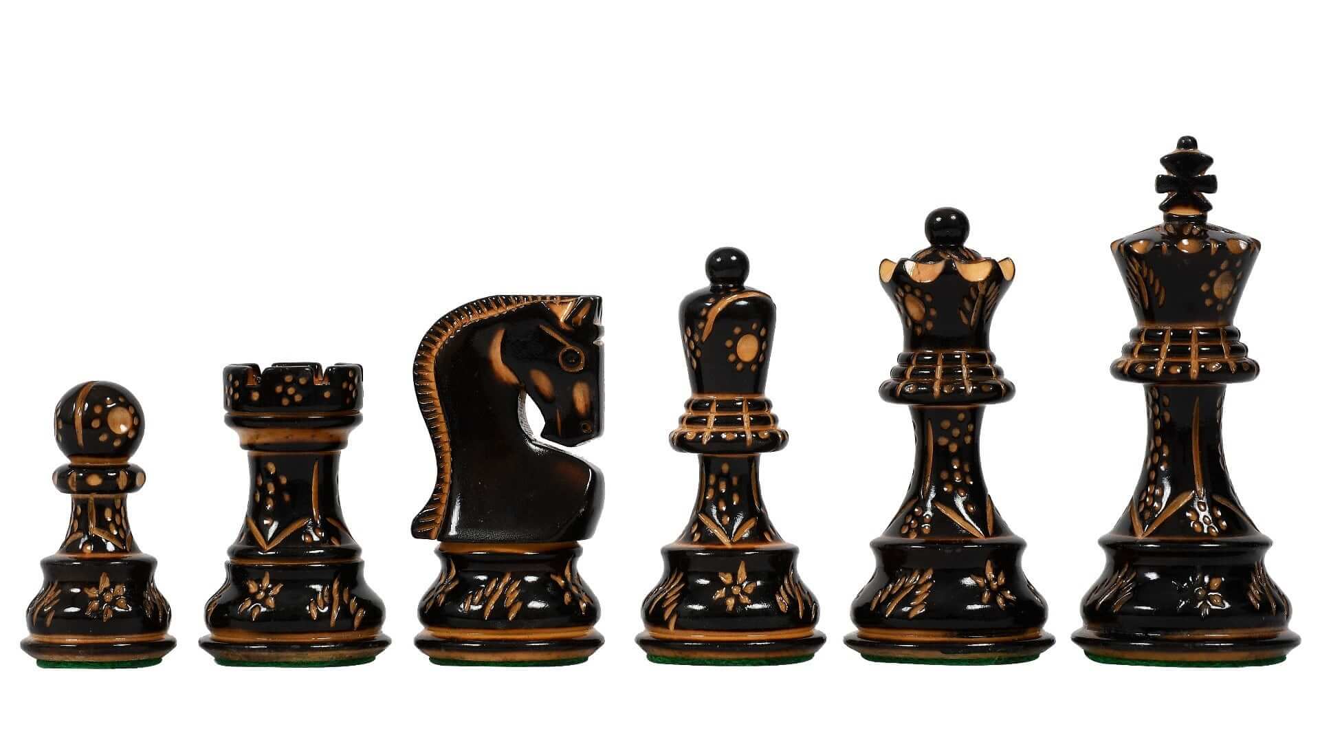 'Elegance' Chess Set <br>with Burnt Wood Pieces