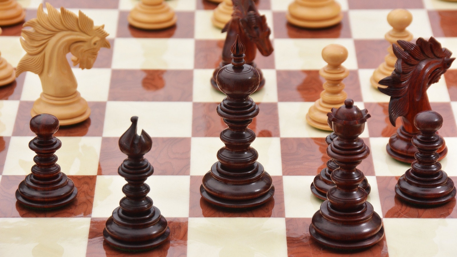 'Excellence' Chess Pieces <br>Crafted in Bud Rosewood