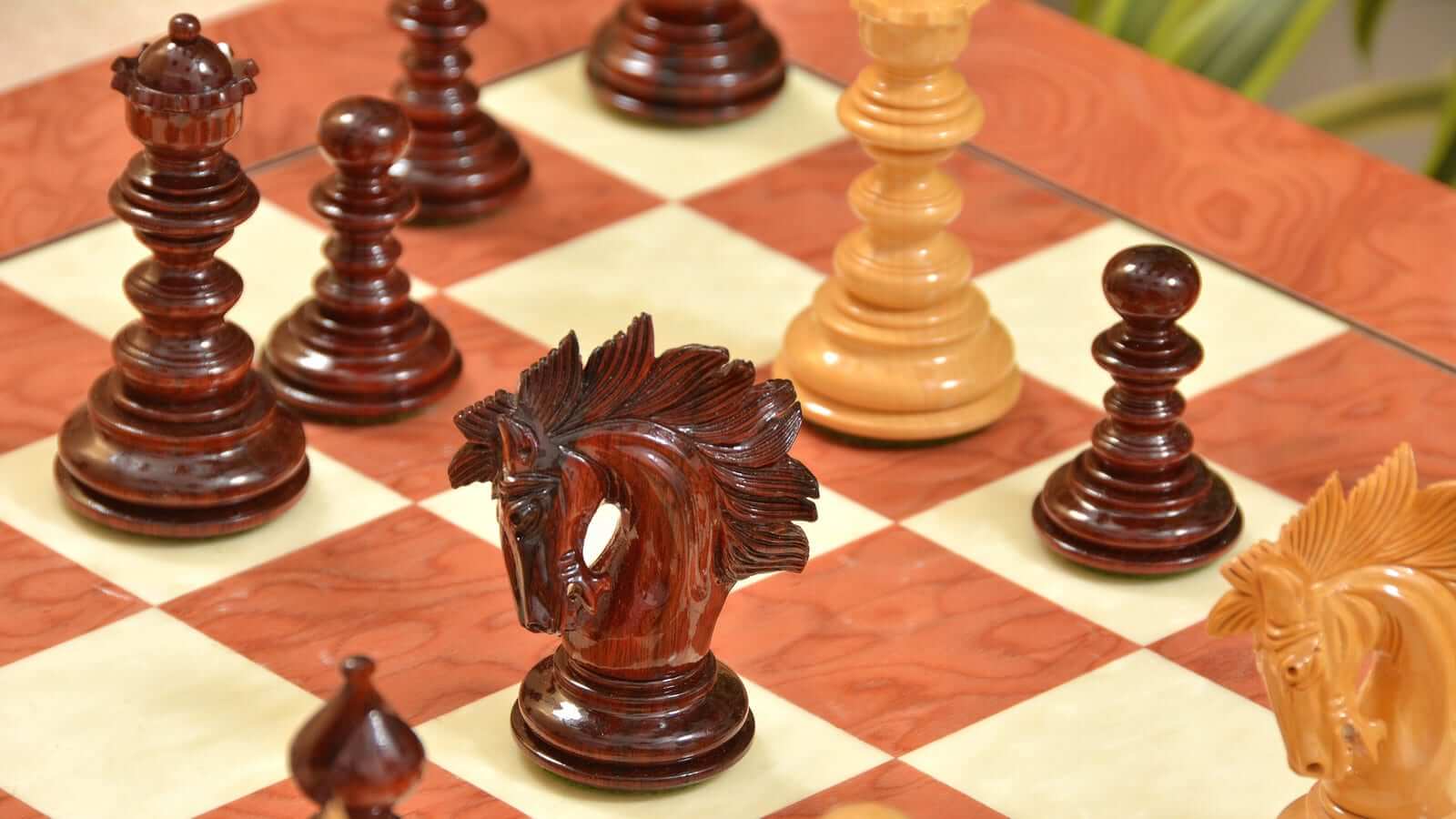 'Excellence' Chess Pieces <br>Crafted in Bud Rosewood