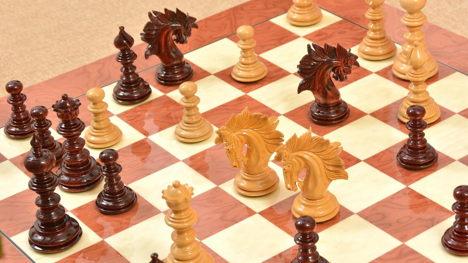 'Excellence' Chess Pieces <br>Crafted in Bud Rosewood