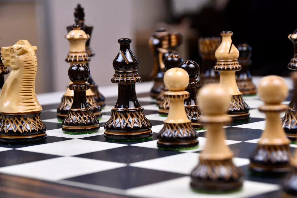 'Heritage' Chess Pieces <br>Crafted in Burnt Boxwood